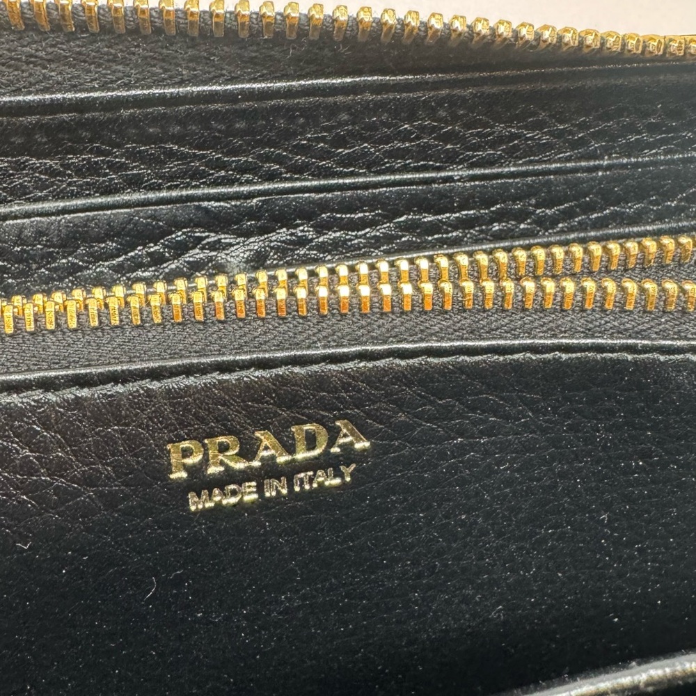 Preloved Prada Black Zip-Around Wallet with Gold Accents - Picture 12 of 16